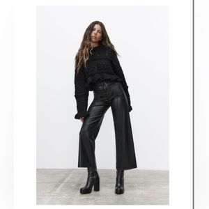 ZARA THE MARINE STRAIGHT FAUX LEATHER PANTS BLACK